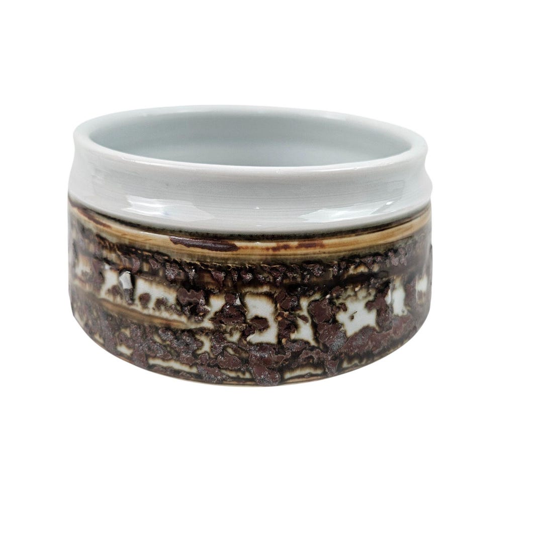 Studio Pottery Bowl Art Planter Drip Glaze Raised Brown Pattern Signed ...