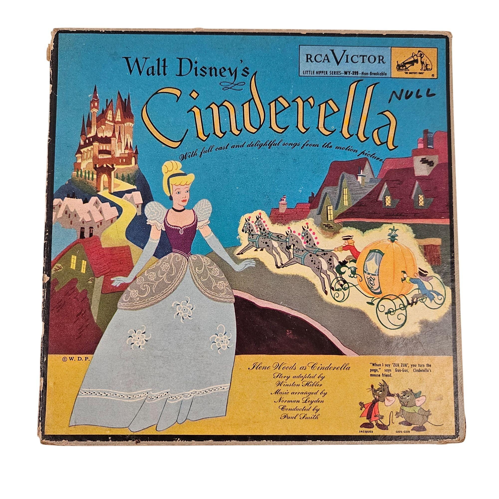 Walt Disneys Cinderella Vinyl Record Set RCA Victor Storybook With