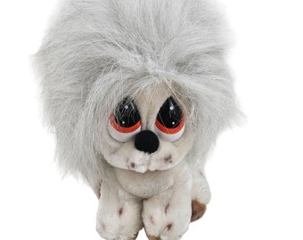 Applause Dog Plush Clive Sheepdog Sad Eyes White Brown Stuffed Animal 1980s 8 in