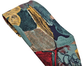 Corbata de seda Serica abstracta y colorida, diseño artístico italiano, accesorio de moda para hombre