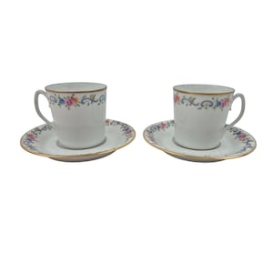 Vintage Limoges France Porcelain Goumot Labesse Floral Demitasse Cup Saucer Set
