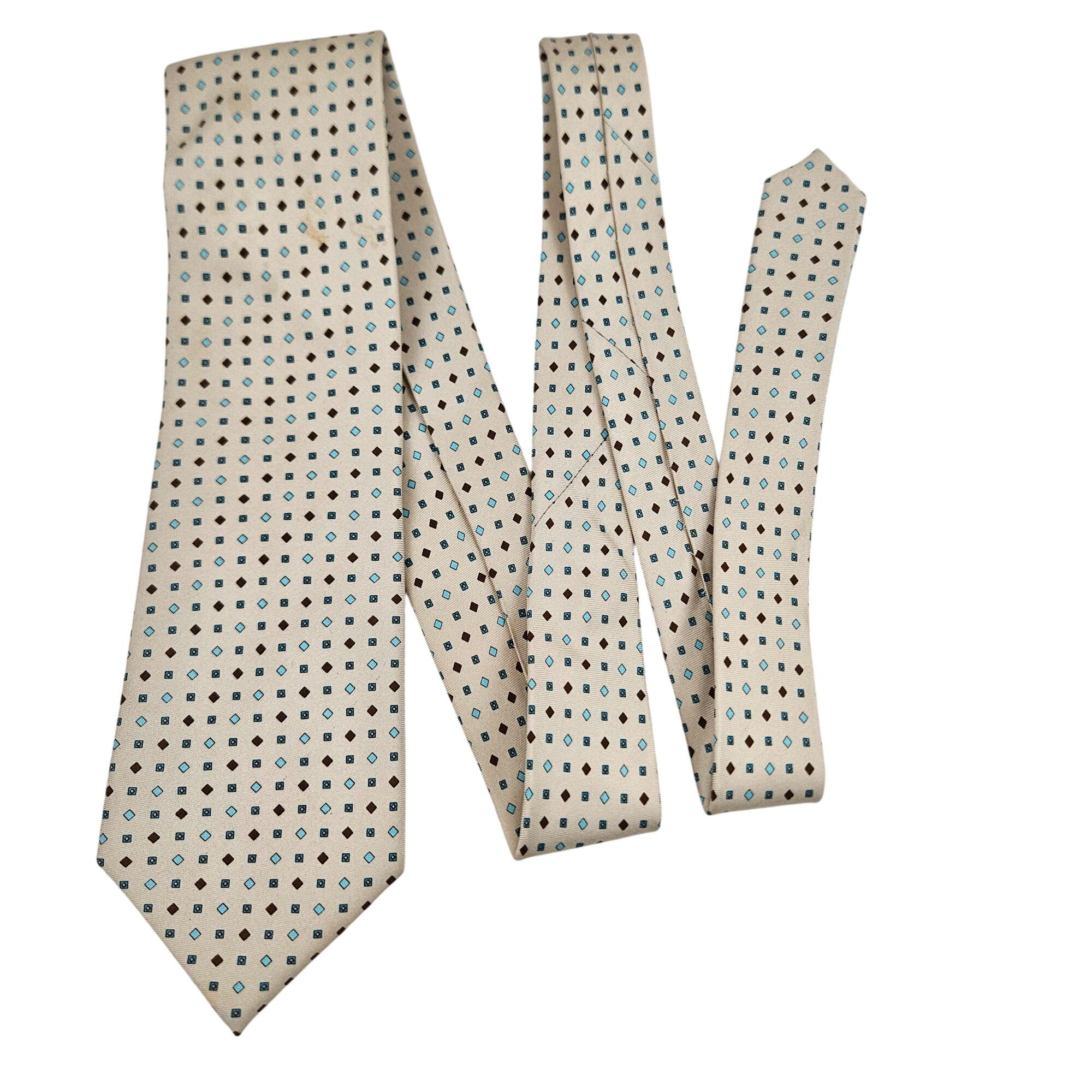 Cravate Homme En Soie 100% Jos.A.Bank - Motif Géométrique Or/argent Et Bleu Marine | Occasion