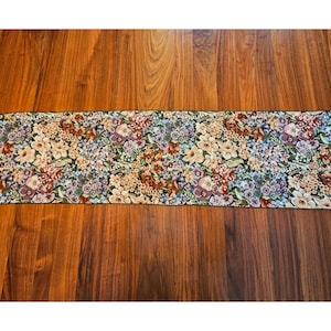 Floral Tapestry Table Runner Hanging Loop 13 x 68 in Lightweight Dresser Scarf