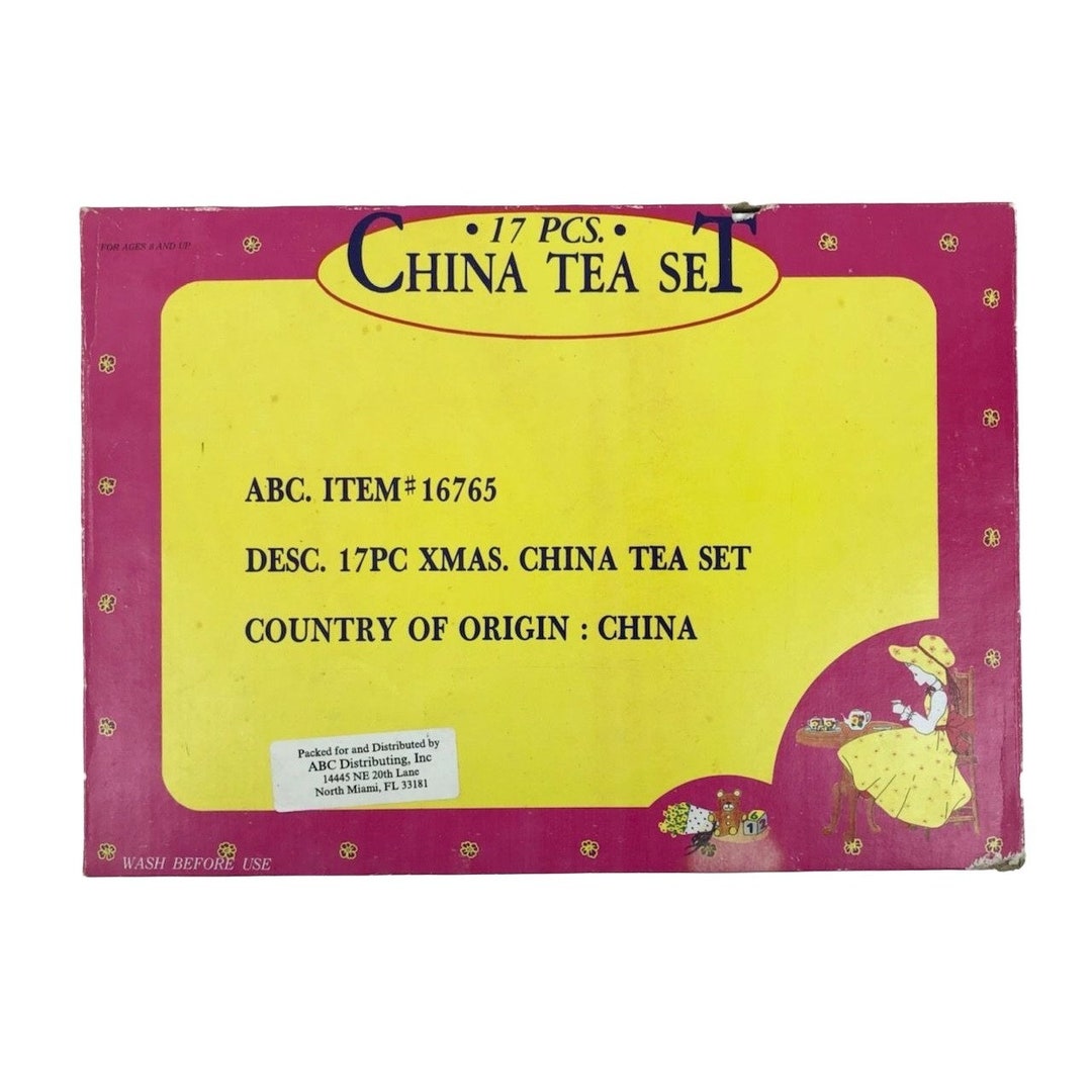 Childs China Tea Set Christmas Pattern Mini Tree Bear Toys Cup Etsy