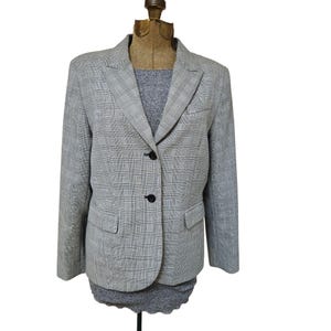 Pendleton Blazer Womens Size 14 Gray Plaid Virgin Wool Two Button Classic Jacket