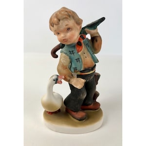 Geo Z Lefton Go Home Figurine Porcelain Boy Umbrella Duck Goose 1110 Vintage
