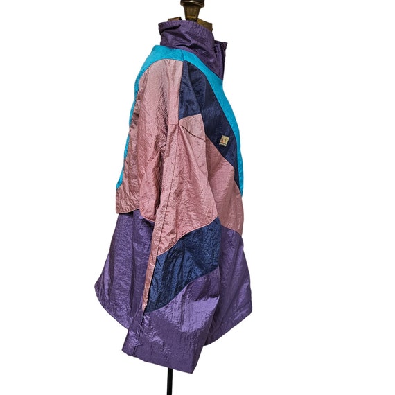 Vintage USA Jacket Womens Large Purple Blue Windb… - image 4