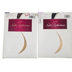 Hanes Silk Reflections Pantyhose Style E78 And 716 Size CD Tobacco Jet Vintage