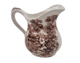 Royal Staffordshire Tonquin Brown Transferware Creamer Pitcher Wilkinson England