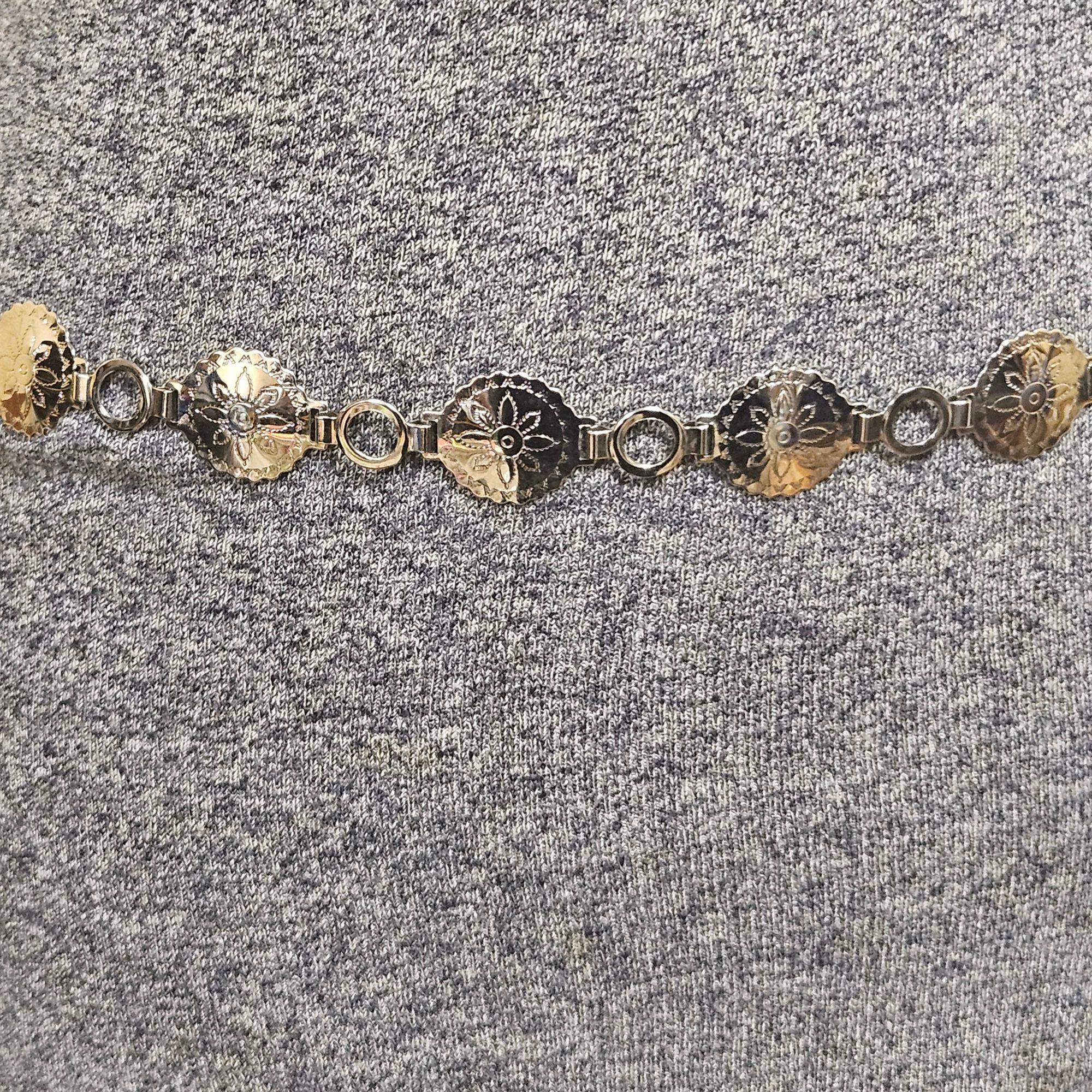 Vintage Rhinestone Flower Chain Belt Gunmetal Crystal Adjustable S XL Boho Vintage Boho Chain Belt - Etsy main image 2