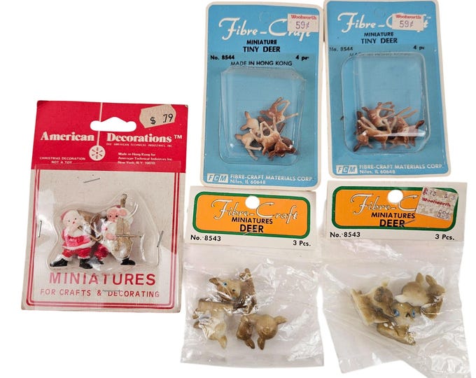 Frame Craft Miniatures Fibre Craft American Decorations Miniatures Lot of 5 Santa Instruments ...