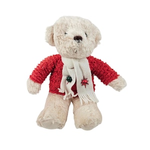 Hallmark Christmas Jingle Teddy Bear Plush Red Sweater White Scarf 14in