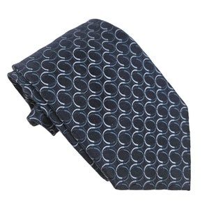 Ermenegildo Zegna Mens Neck Tie Silk Blue Geometric Design Italy