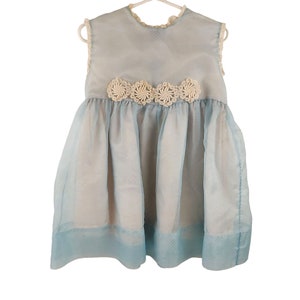 Tiny Town Togs Blue Sleeveless Puffy Gown Dress Sleeveless Baby Girl Swiss Dot