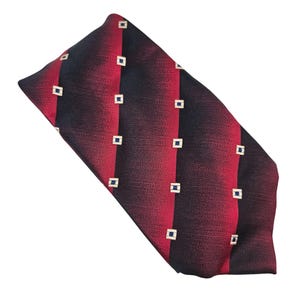 DeSantis Collection Herenstropdas Zijde Rood Goud Geometrisch Italië Designer Vintage