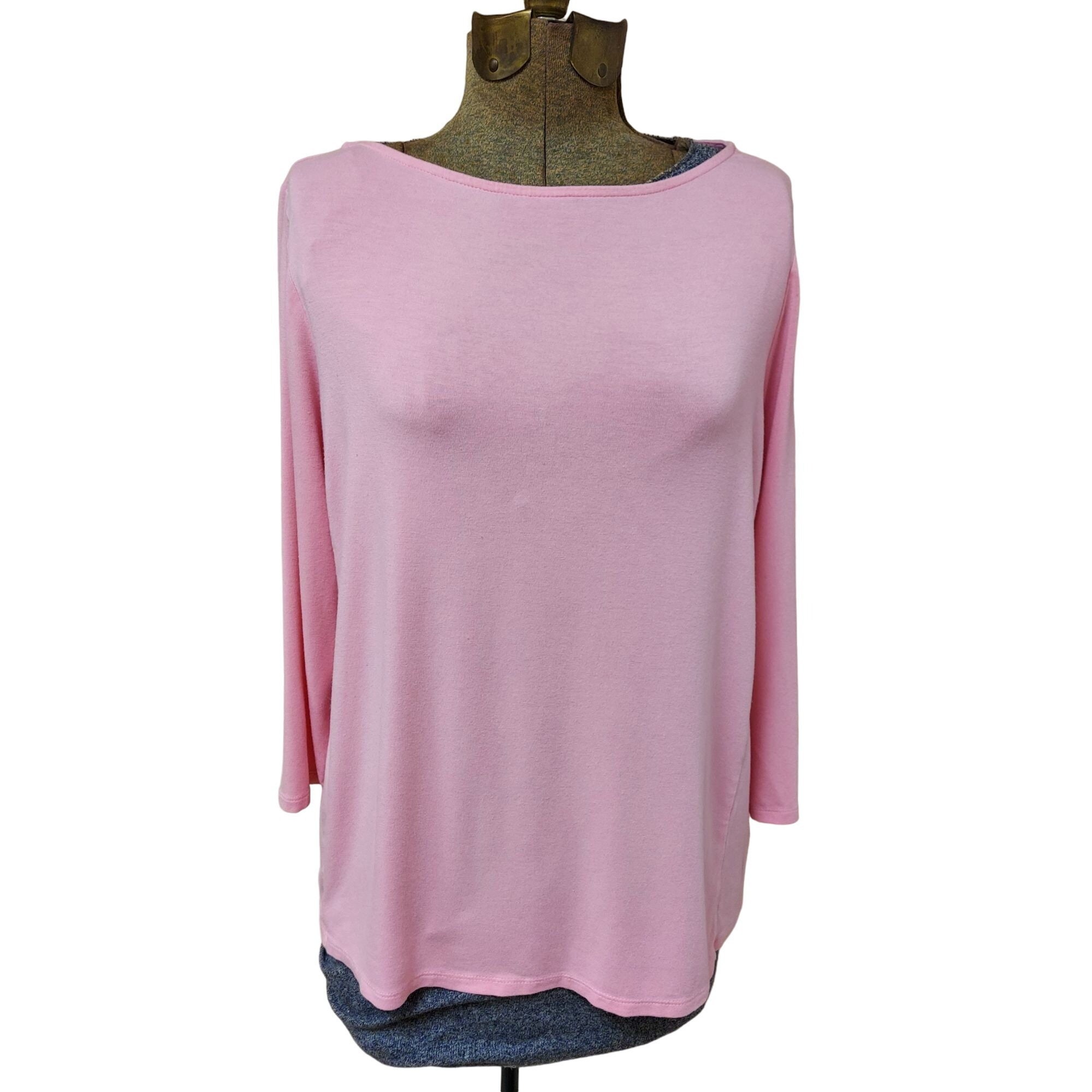 J.jill Wearever Collection Cropped Sleeve Pink Wide Neck Shirt