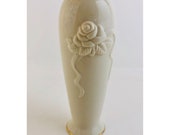 Lenox Rose Blossom Bud Vase Ivory China 24kt Gold Trimmed Embossed Floral