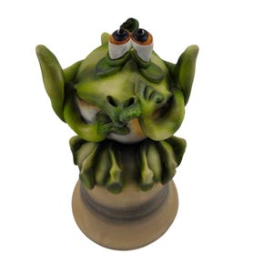 Todd Warner Frog Toad Bell 1997 Serie de animales de cerámica artística Firmado por el artista Fechado