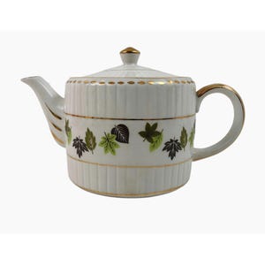 Wood And Sons Teapot English Ironstone Gold Trim Leaf Design Alpine White