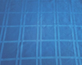 Vintage Blau Damast Tischdecke kariert 56 x 100 im Rechteck Jacquard Ton In Ton
