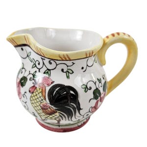 Vintage Frühprovinz Handgemalte Keramik Milchkännchen Krug Hähne Rosen