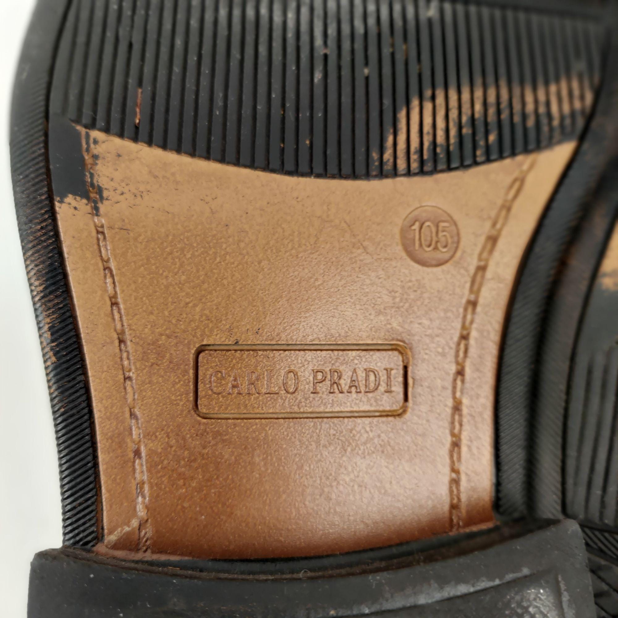 Carlo Pradi Executive Black Lace Up Dress Shoes Stabilizer Technology Men 10.5 M Prada Mens Rubber Dipped Oxfords Black Leather Lace Up Derby  main image 3