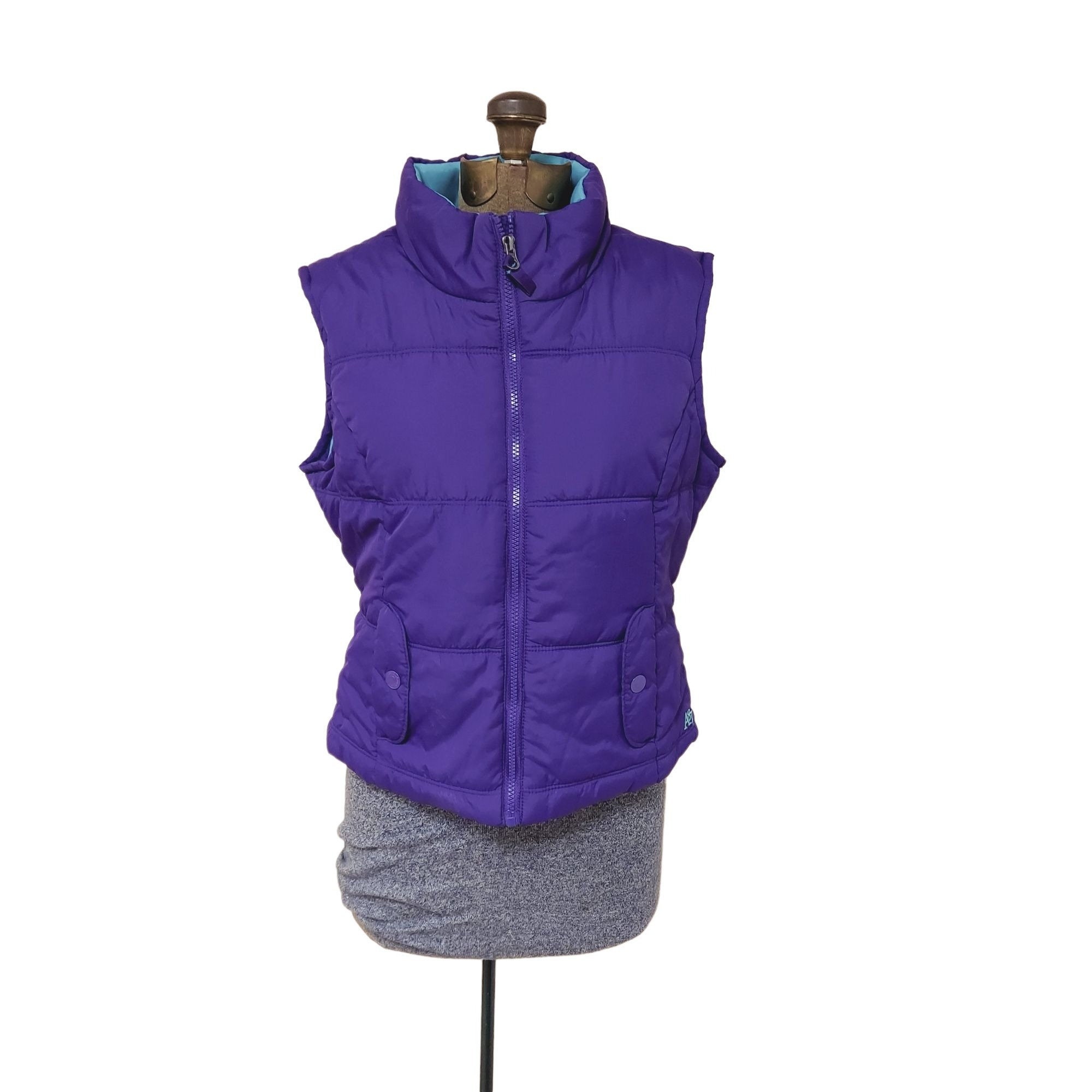 Aeropostale Puffer sin mangas Chaleco con cremallera completa