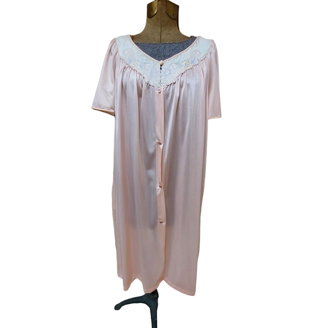 vintage vanity fair silky night robe dress teal floral ^^^ one size main image 0