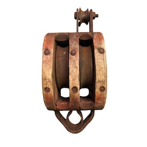 Antique Pulley Block Nautical Decor Wooden Iron Pulley Block Rustic Primitive