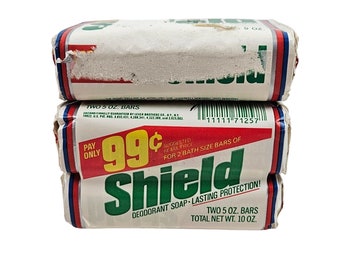 Savon déodorant Shield extra fort, format bain, lot de 3 barres de 5 oz NSA vintage