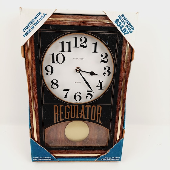 Verichron Wall Clock Battery Operated Quartz Movement Wood Etsy