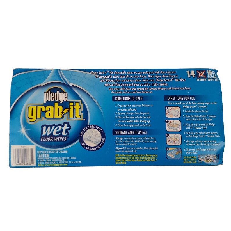Pledge Grab It Wet Floor Wipes 14 Disposable Pre Moistened Etsy