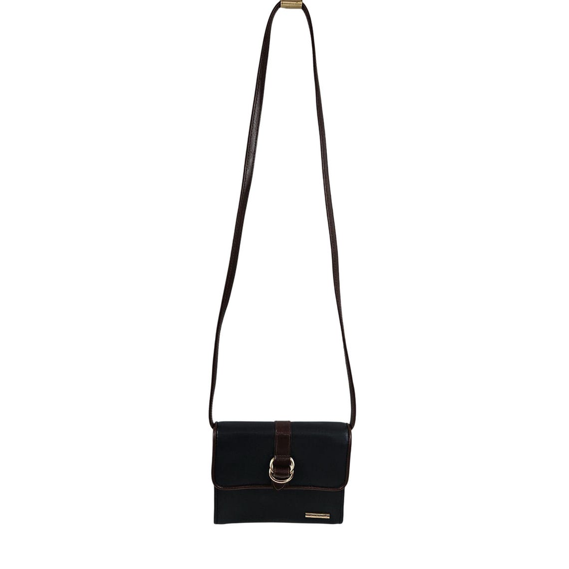 Liz Claiborne Womens Crossboey Bag Blue Brown Faux Leather Gold Buckle Accent, foto 1 di 5