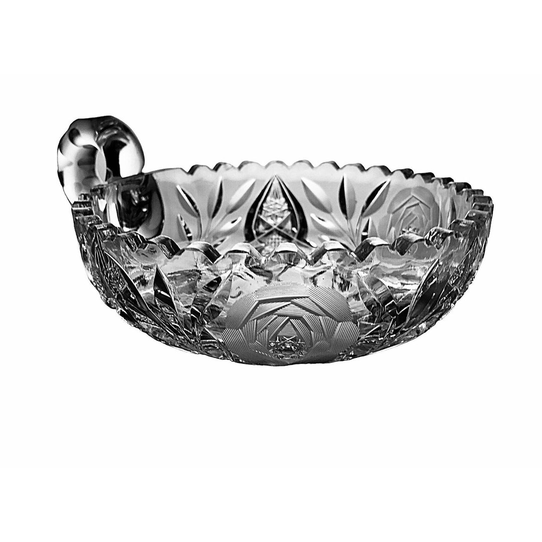 Cut Crystal Candy Dish Sawtooth Edge Finger Loop Flower Cross Etsy