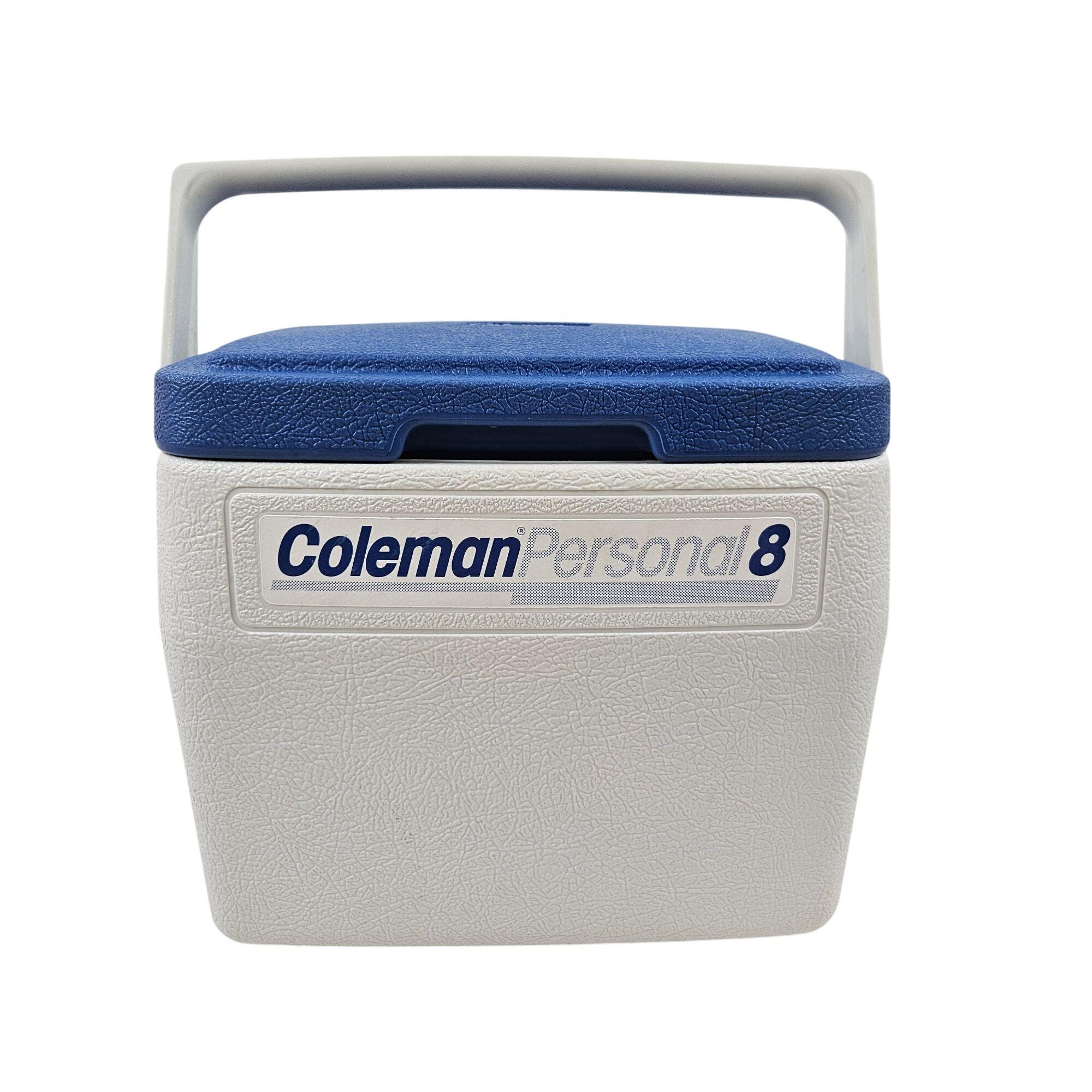 Coleman Personal Blue White Hard Sided Cooler Cup Holders Handle