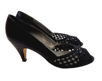 Naturalizer Brown Shoe Company Raven Navy Lattice Heels Womens 7.5 M