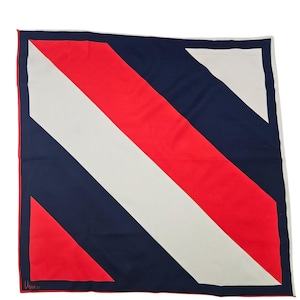 Vintage Vara Red White Navy Striped Polyester Square Scarf Japan 21 x 21