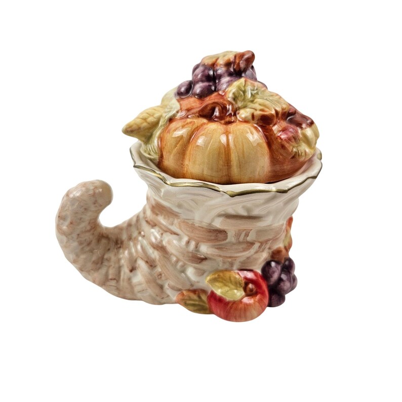 Cornucopia Container Cracker Barrel Serve Ware Creamer Lidded Sugar Cornucopia Thanksgiving ...