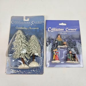 Cobblestone Corners Collectibles Accessories Set Christmas Village Trees People