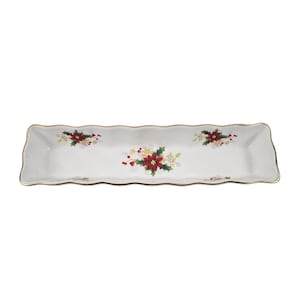 Royal Albert Mint Tablett Bone China Weihnachtsstern Floral Rechteckig England 1976