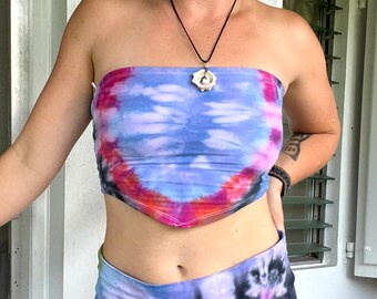 S Bandeau Tube Top Tie Dye Hippie Boho Arc-en-ciel