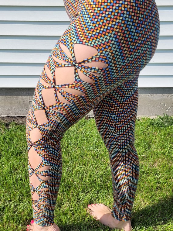 One Size Upcycled Lularoe Printed Leggings 