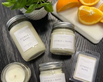 Citrus + Basil Candle | Spring Candle | Summer Candle | Wax Melt