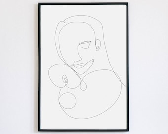 Arte minimalista de la maternidad, pintura de la maternidad, pintura de maternidad, mamá para ser regalo, regalo para mamá, arte de línea de la madre y el bebé, arte limpio