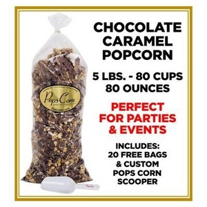 Gourmet Chocolate Covered Caramel Popcorn-5lbs-80cups-80oz