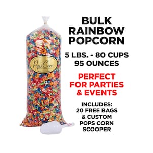Gourmet Pops Corn BULK/WHOLESALE RAINBOW Popcorn- 5 Gal-80 Cups-95 oz- Free Sanitary Scooper! Popcorn Bar,Buffet & Station. Unicorn Popcorn