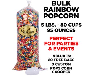 Gourmet Pops Corn BULK/WHOLESALE RAINBOW Popcorn- 5 Gal-80 Cups-95 oz- Free Sanitary Scooper! Popcorn Bar,Buffet & Station. Unicorn Popcorn