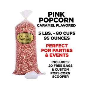Gourmet Popcorn-It&#39;s a Girl-Bulk Wholesale Pink Popcorn-5 Gal-80 Cups 95 oz.  Baby Shower Popcorn-Gender Revel-Bar-Station-Party Favors