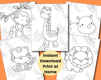 Safari Coloring Etsy