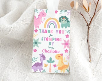 Girl Dinosaur Party Favors Label Girl Dinosaur Birthday Favors Instant Download Editable Template Thank You Tags Dinosaur Favor Tag DIN2